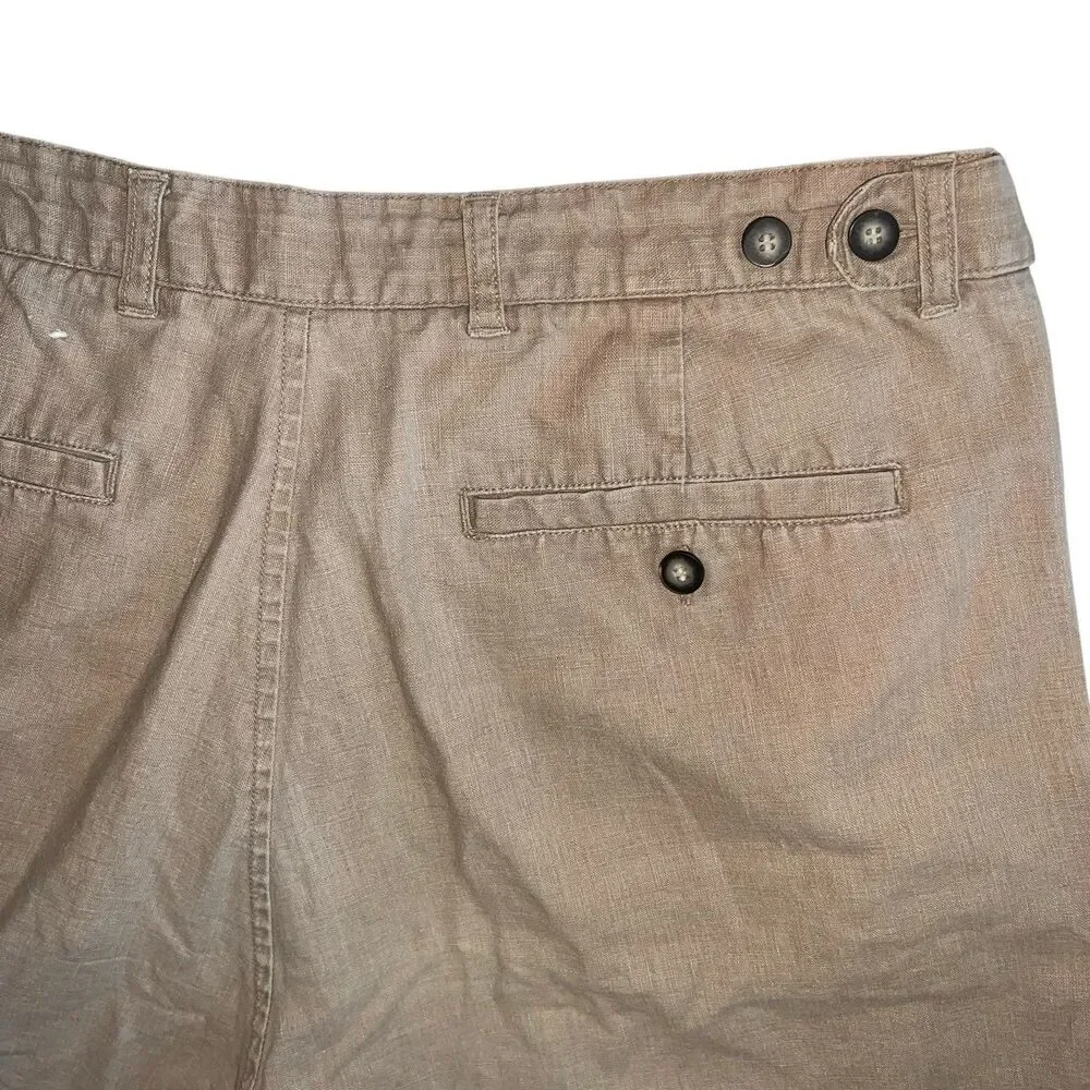 Stanley Blacker Shorts Men's 36 Khaki Tan Linen Blend Adjustable Waist